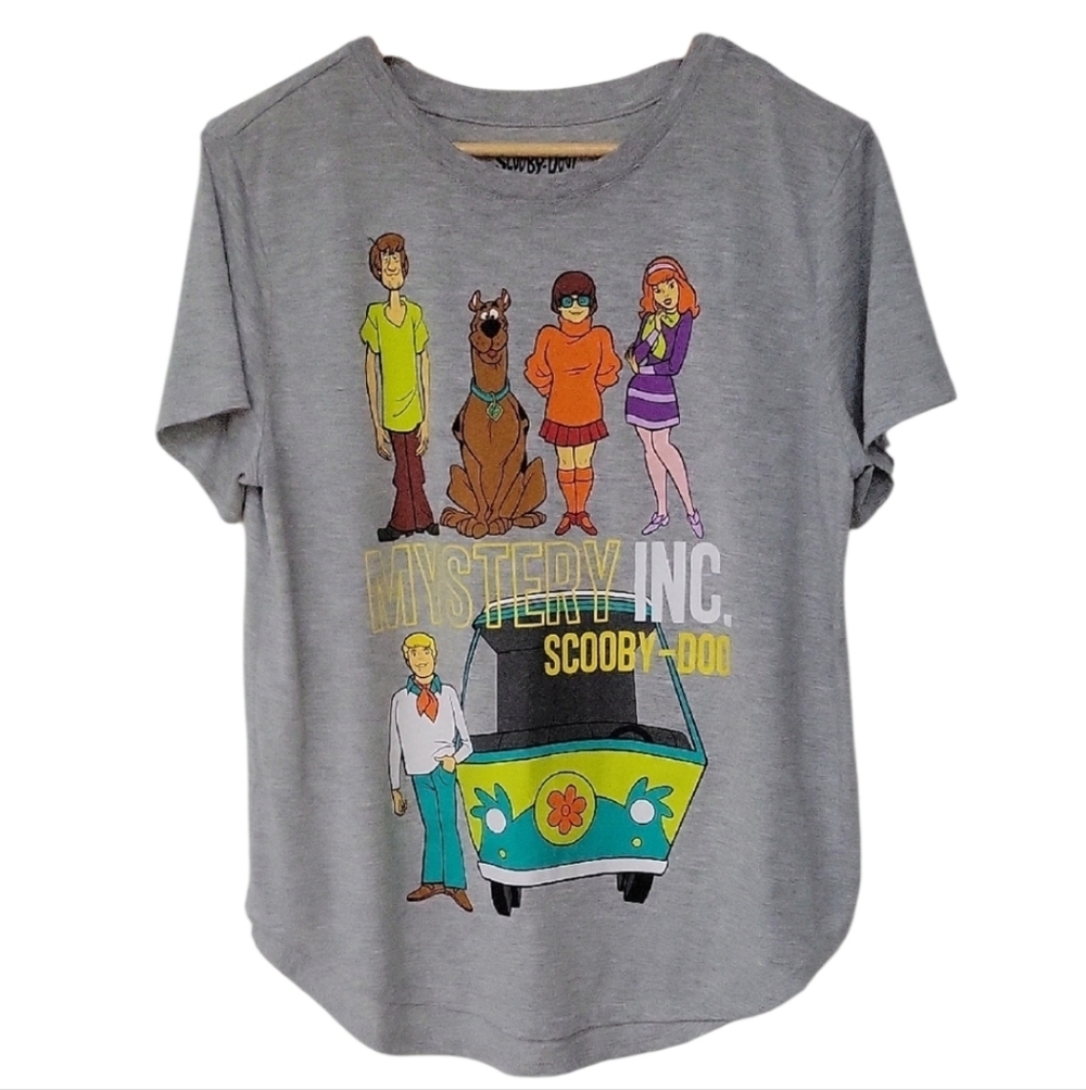 Scooby-Doo Mystery Inc. Gray  T-Shirt Adult Vintage Rayon Blend Classic Cartoons